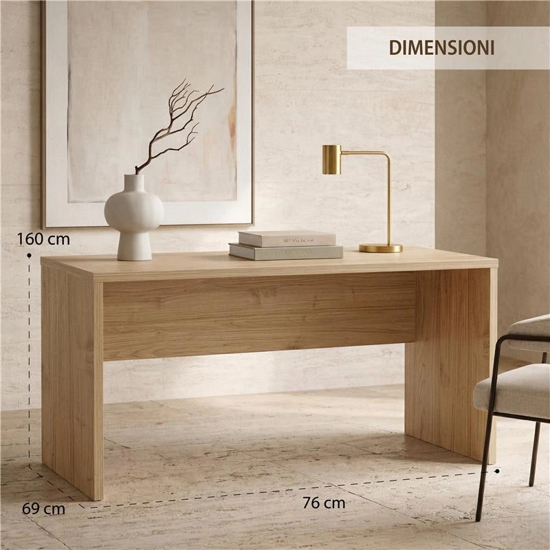 SCRIVANIA RETTANGOLARE MODERNA PER CAMERA DIMENSIONI 76X160X69 CM, COLORE NOCE