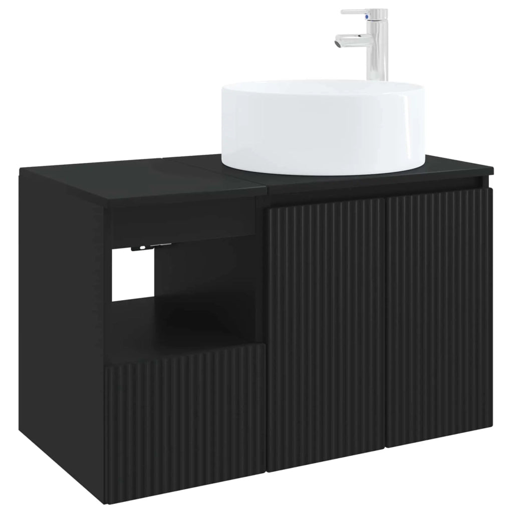 Set di mobili per il bagno 2 pz Nero Legno ingegnerizzato 3404105