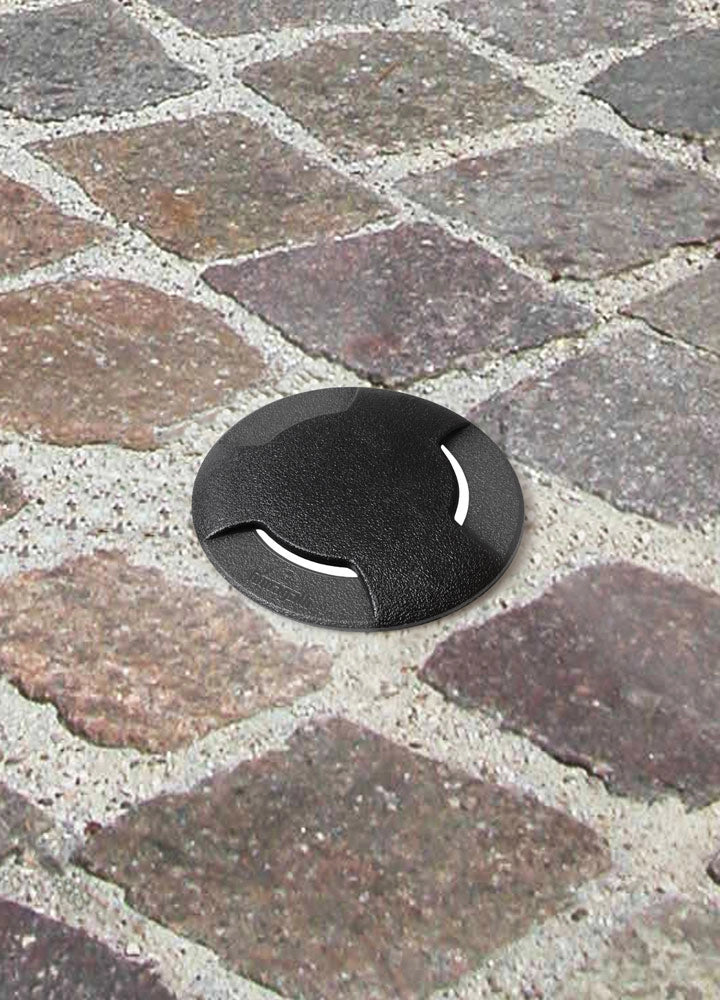 Fumagalli Ceci 90 3 L Faretto Segnapasso 6W Carrabile Calpestabile 3 Fasci Rotondo Incasso Nero Satinato GU10 CCT IP 67