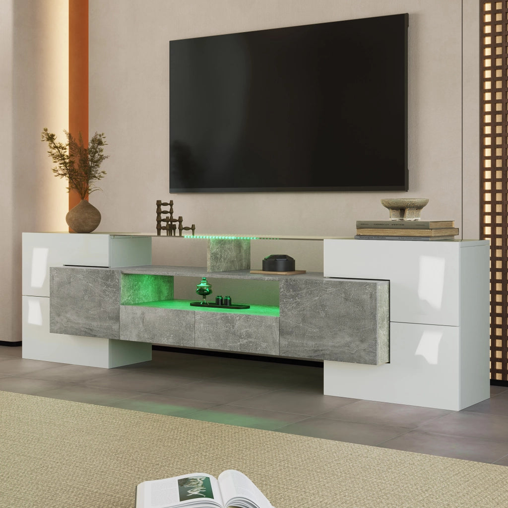 Mobile TV 200x35x60 cm; LED multicolore controllabile via app; MDF; grigio