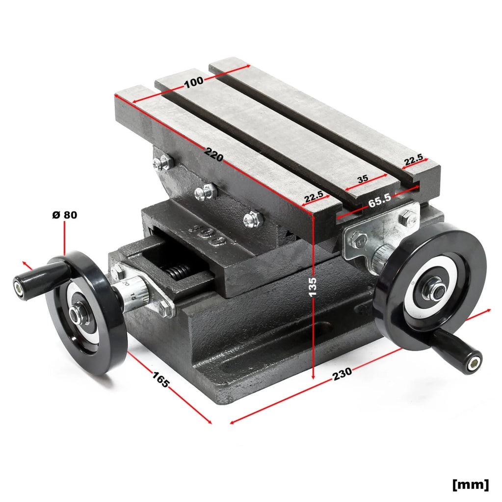 Morsa a croce a 2 assi tavolo di fresatura superficie di foratura 220x100mm utensile da banco 16_0000329