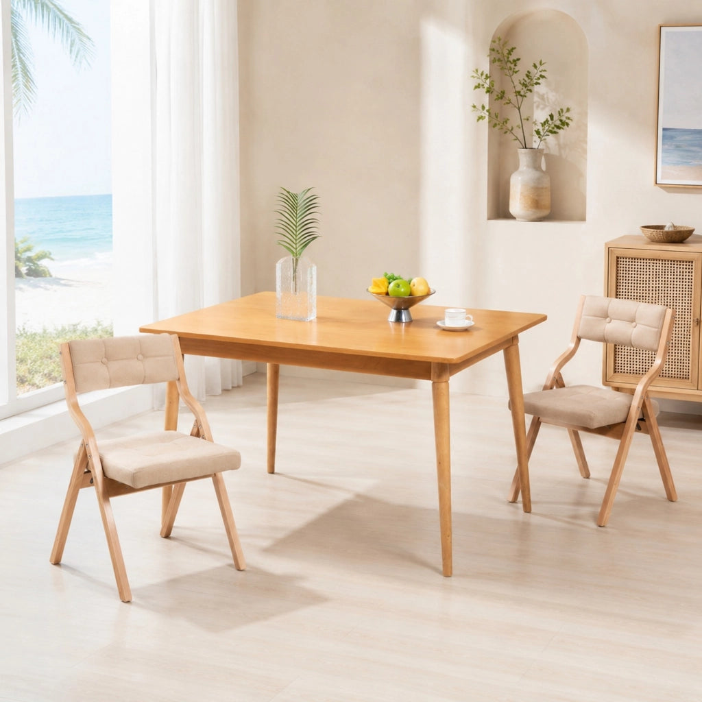 SEDIA Pieghevole imbottita in legno cachi Set da 2 pezzi