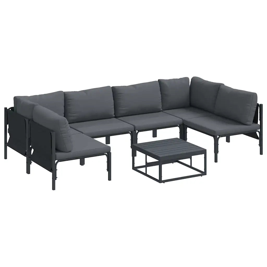 Set Divano da Giardino con cuscino 7 pcs Nero Acciaio 3378979