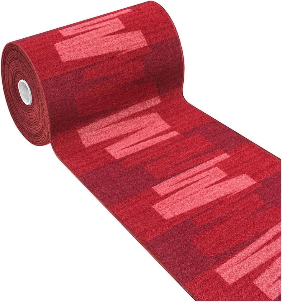Passatoia Scala Bordata 67x450 cm Ingresso Corridoio Tappeto Cucina Gradini Zig Zag Bordeaux