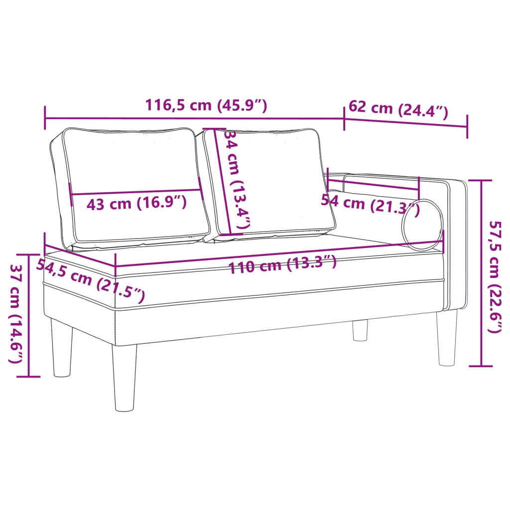 Chaise Longue con Cuscini Grigio Scuro in Velluto CFW1778845