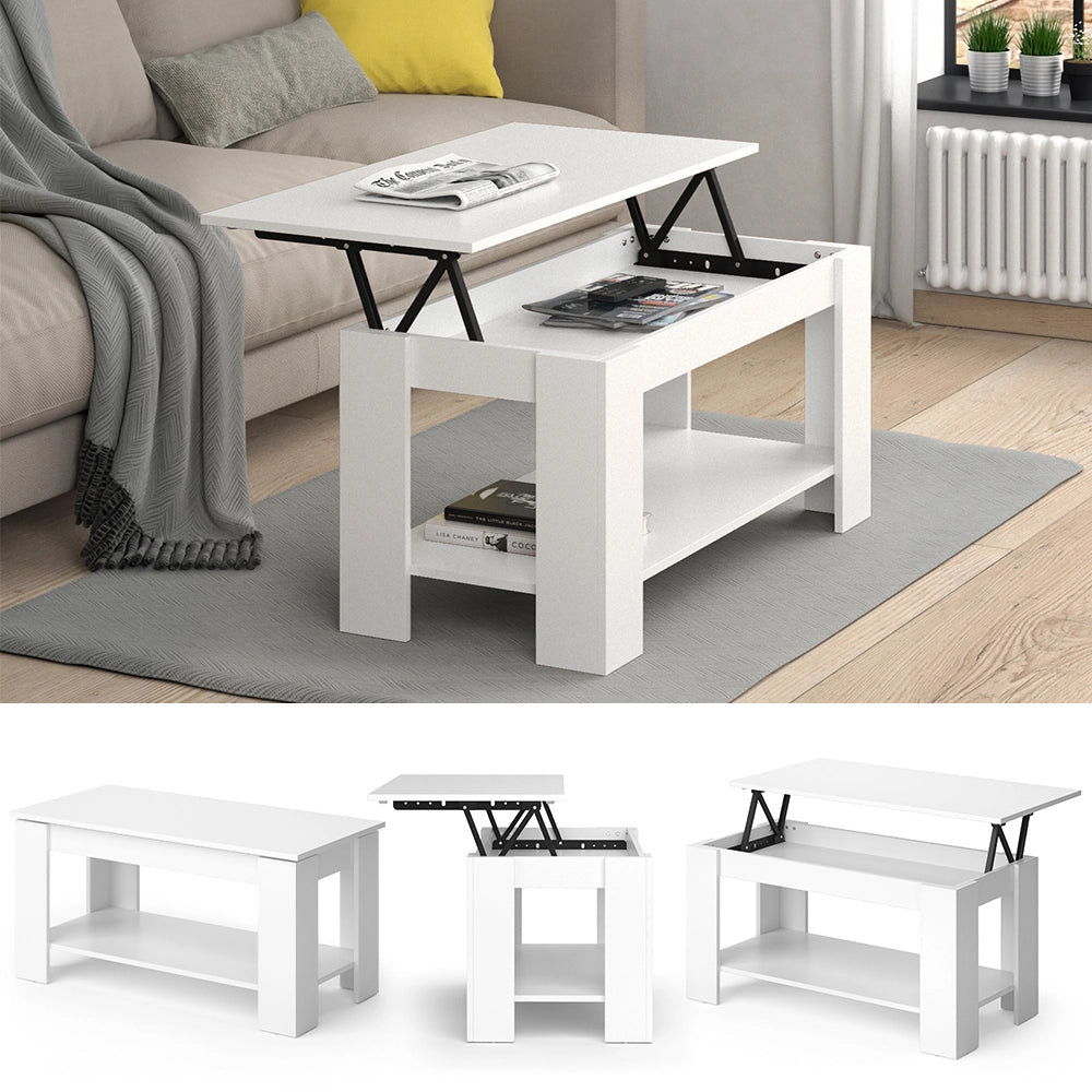 Vicco Tavolino soggiorno Bianco 100 x 50 cm con funzione di sollevamento
