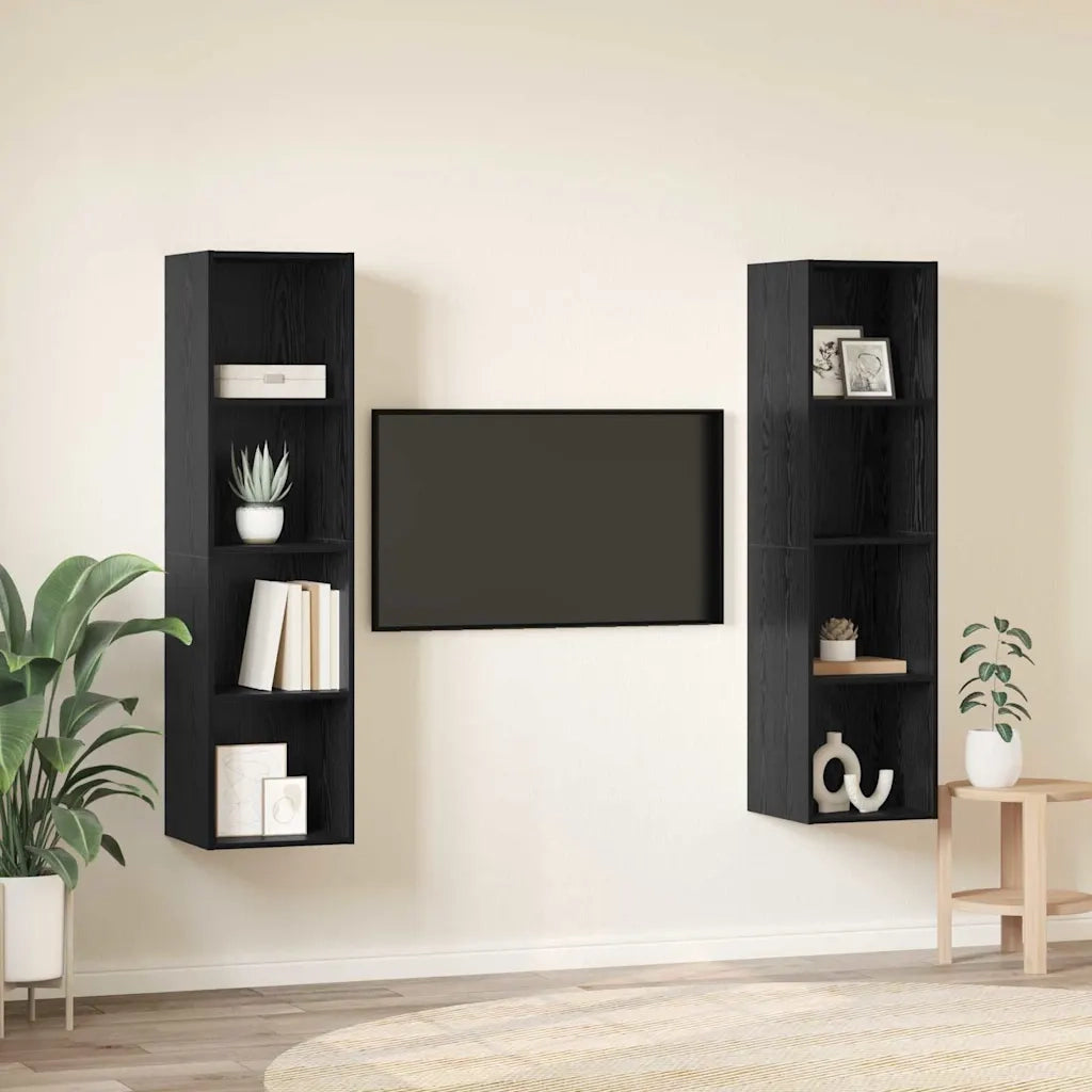 Set mobile TV 2 pcs Nero 37 x 37 x 142,5 cm Legno multistrato 3393538