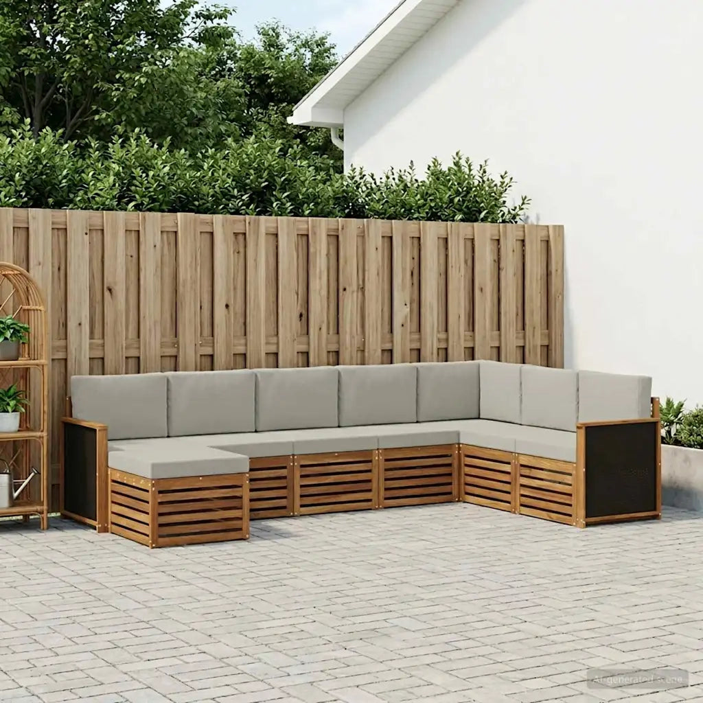 Set di divani da esterno 6 pcs Naturale e Grigio Chiaro 3384702