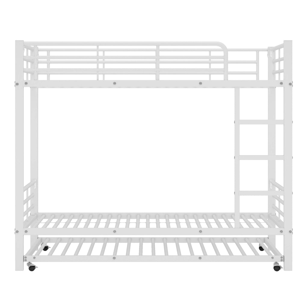 Letto a Castello con Letto Estraibile ¨C MINIMAL ¨C Ferro Bianco 90x200cm