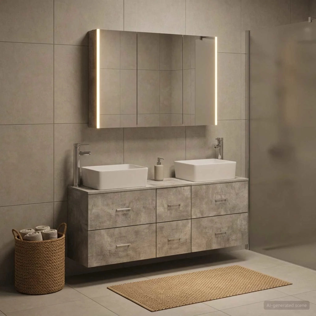 Set di mobili per il bagno 4 pcs Grigio Cemento 3406866