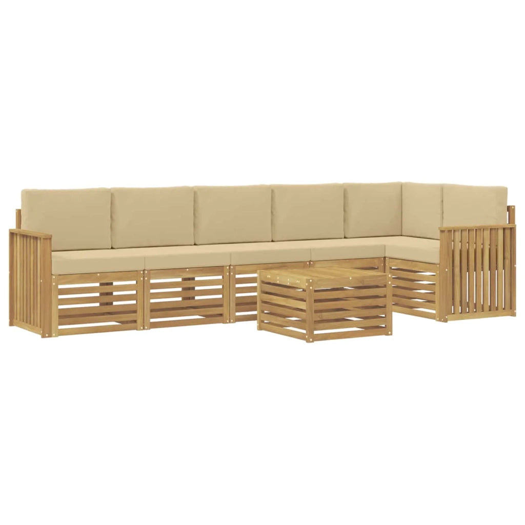 Set di divani da esterno 7 pcs Bianco e Beige 59 x 59 x 37 cm 3391953