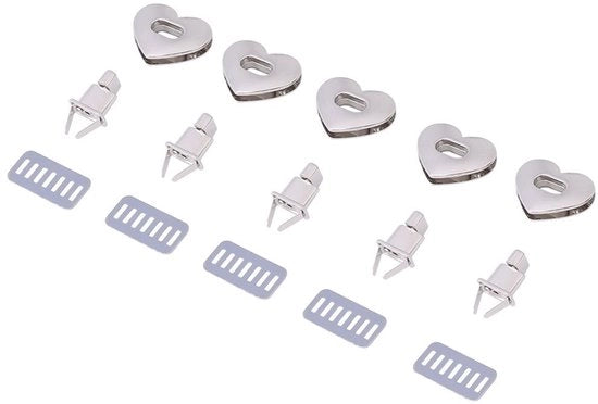 Accessori per borse - Chiave a forma di cuore - 5 Set - Chiusura artigianale a gomito - Hardware a gomito - Accessorio per borsa - 3,2 × 2,8 cm