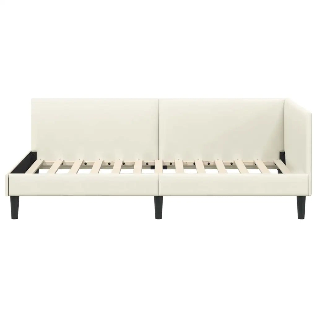 Cornice del letto ad angolo Crema 100 cm x 200 cm Velluto