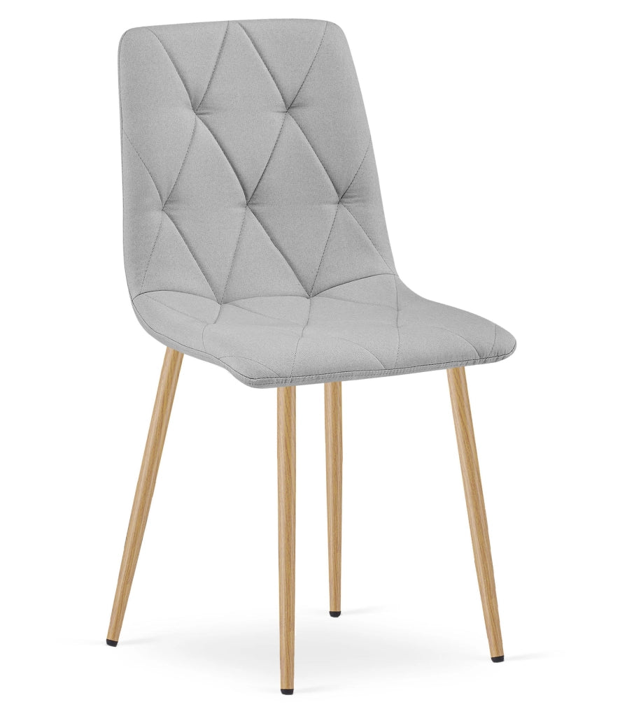 Sedia imbottita VALORA TYRA - Elegante tessuto grigio chiaro x 4