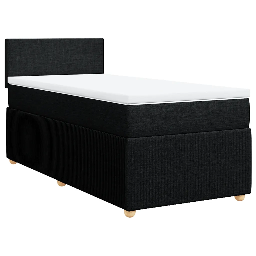 Giroletto a Molle con Materasso Nero 90x200 cm in Tessuto