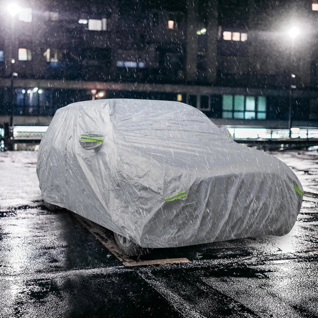 Copertura Auto con Porta a Zip, Serratura, Copertura per Auto con Strisce Riflettenti, Copertura Universale per Esterni per Auto (516 X 191 X 164 cm)