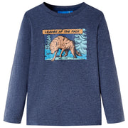 Maglietta da Bambino Maniche Lunghe Blu Scuro MÃ©lange 128