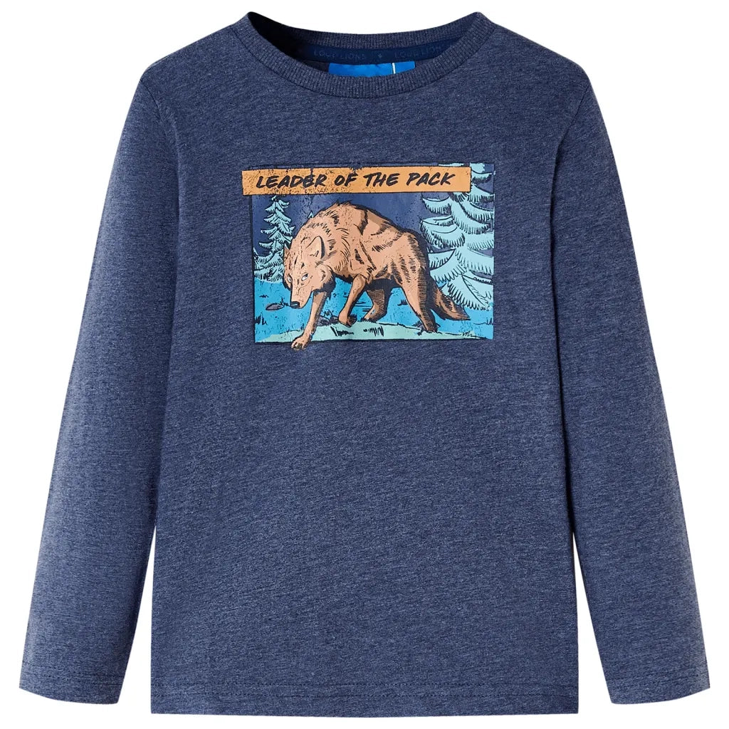Maglietta da Bambino Maniche Lunghe Blu Scuro MÃ©lange 128