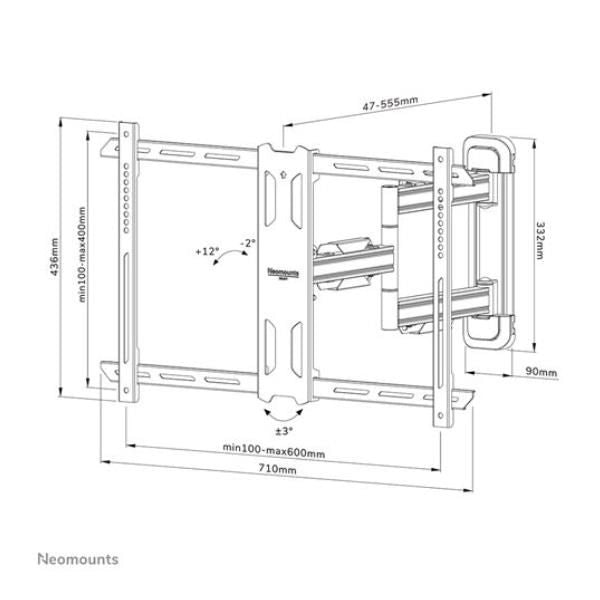 Neomounts wl40s-850bl16 supporto tv a parete 40-70" - mobilità completa - installazione rapida
