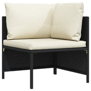 Divano ad Angolo Modulare con Cuscini in Polyrattan Nero cod mxl 61585