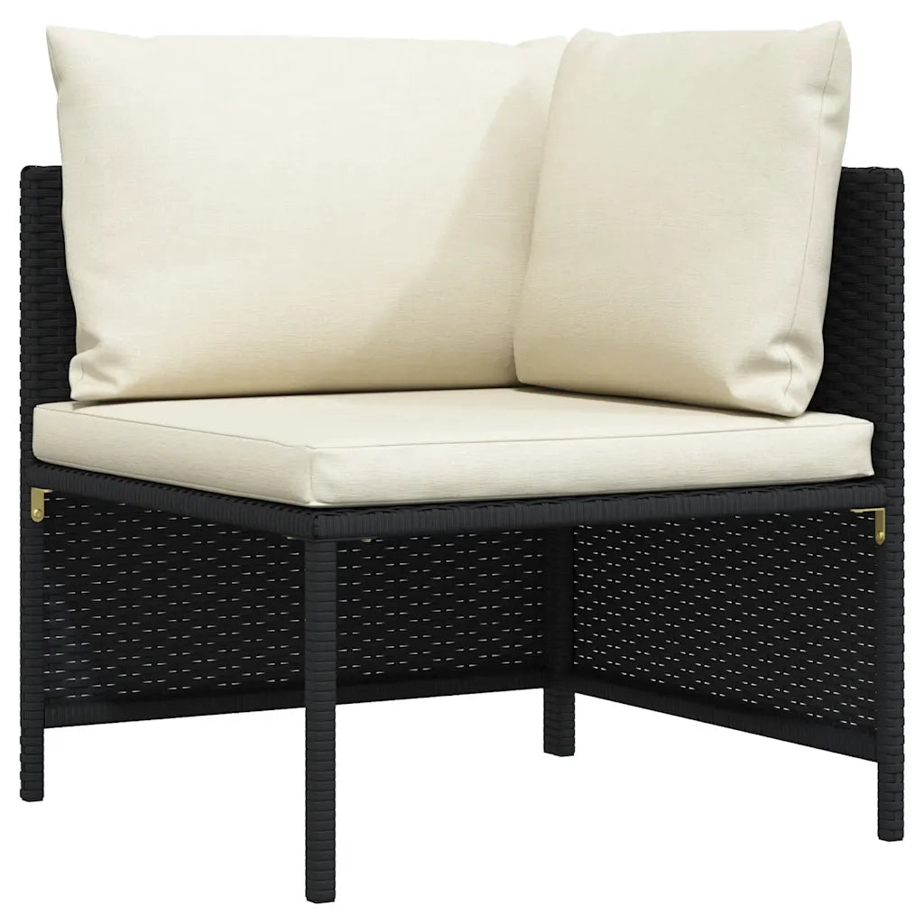 Divano ad Angolo Modulare con Cuscini in Polyrattan Nero cod mxl 61585