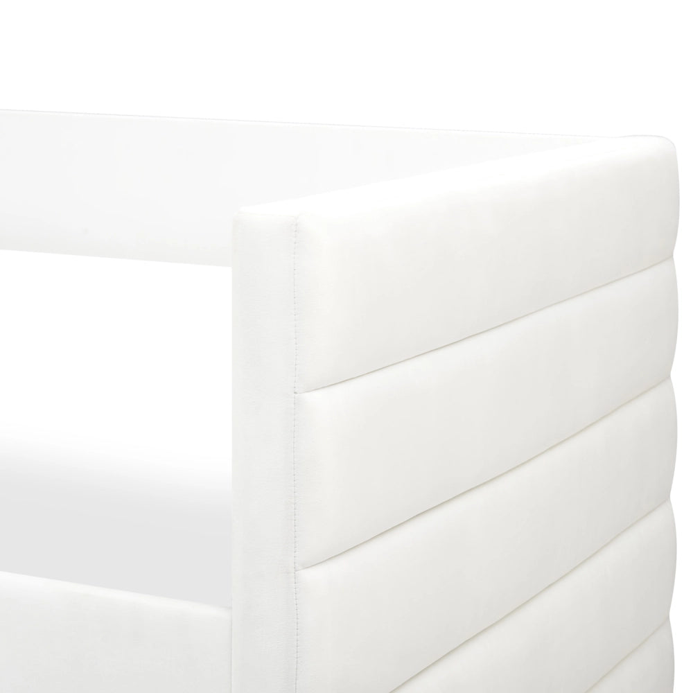 Letto con contenitore con cassetti in velluto bianco sporco 90 x 200 cm stanzetta design elegante