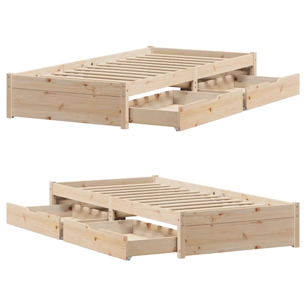 Letto senza Materasso-Struttura Letto 75x190 cm in Legno Massello Pino 947737
