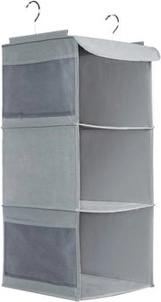 Organizzatore di Cassetta di Vestiti appoggiata con 3 Scomparti e 4 Cassetti laterali - Grigio (30 x 30 x 60 cm)
