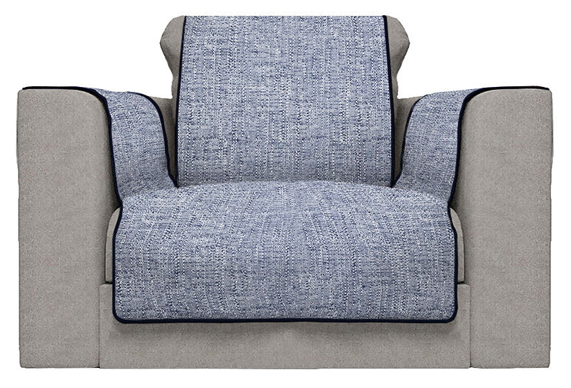 Copridivano con Copri Braccioli Seduta 60 cm in Poliestere Blu Scuro