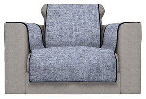 Copridivano con Copri Braccioli Seduta 60 cm in Poliestere Blu Scuro