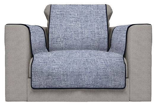Copridivano con Copri Braccioli Seduta 60 cm in Poliestere Blu Scuro