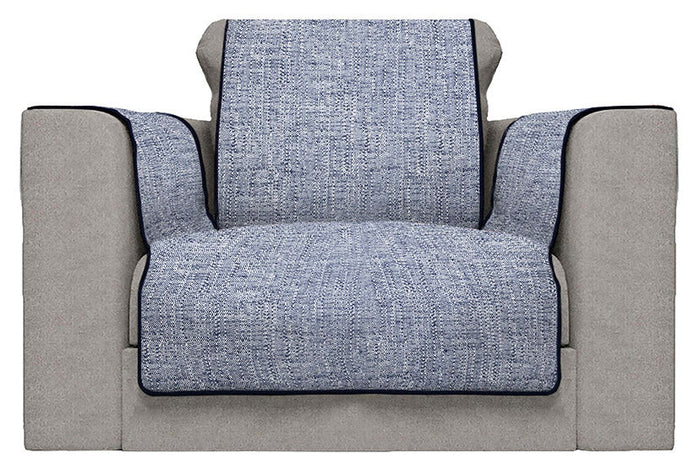Copridivano con Copri Braccioli Seduta 60 cm in Poliestere Blu Scuro