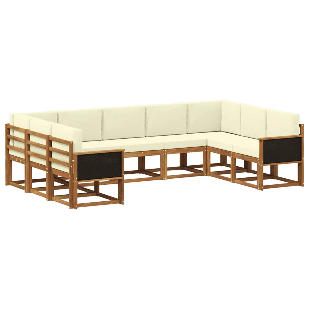 Set di divani da esterno con cuscino 9 pcs Naturale e Crema 3385521