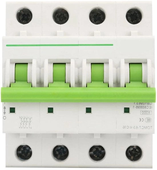 Dispositivo di Protezione contro sovraccarichi 6A/10A/16A/20A/25A 4P con interruttore a contatto termico per illuminazione domestica reti di distribuzione impianti solari fotovoltaici (16A) - AC 380V/415V