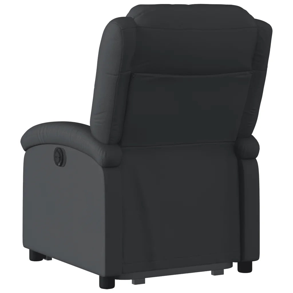 Poltrona Alzapersona Reclinabile Nera in Vera Pelle 3204262
