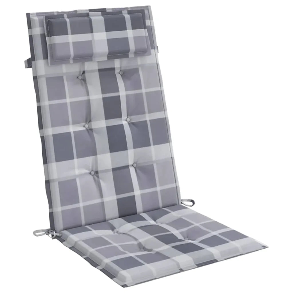 Cuscini Sedia Schienale Alto 6pz a Quadri Grigio Tessuto Oxford 361918