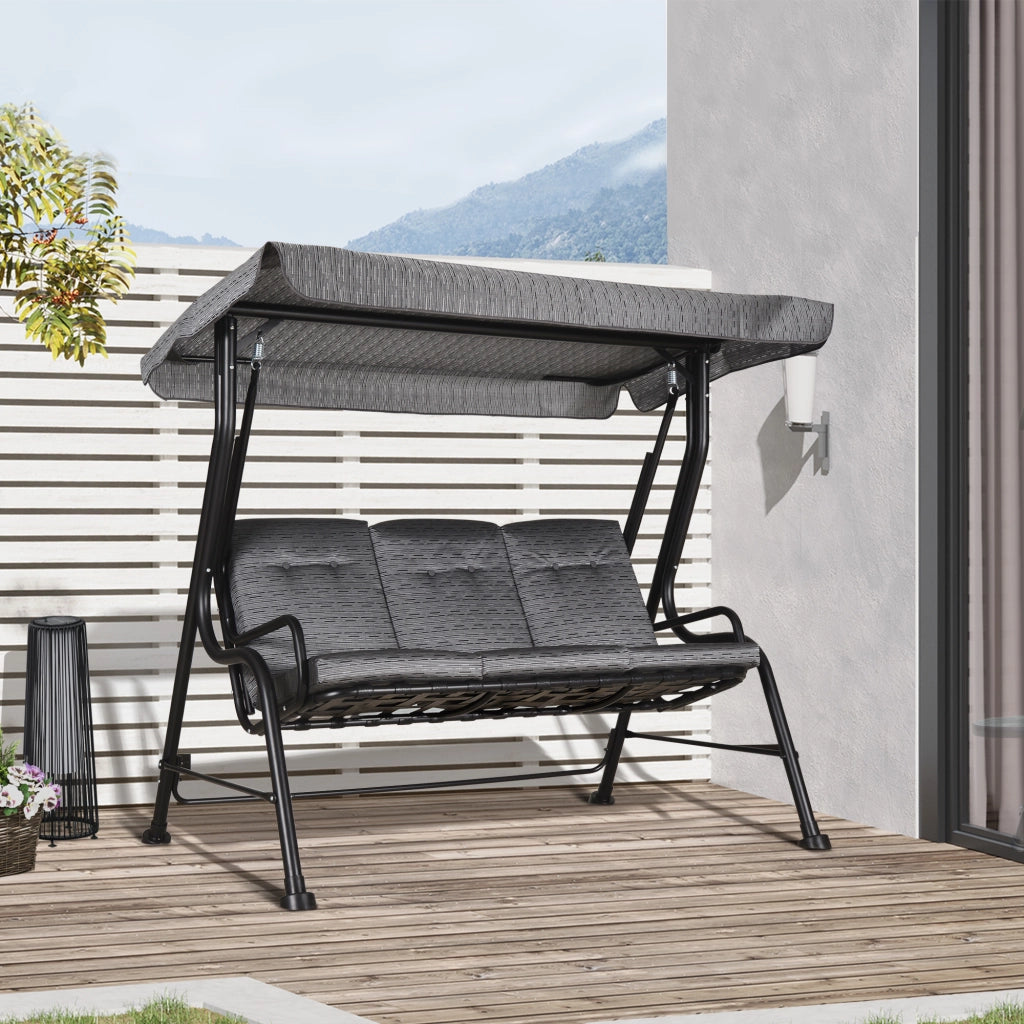 Altalena da giardino 3 posti ¨C zephmum ¨C Grigio Textilene 200x120x170 cm