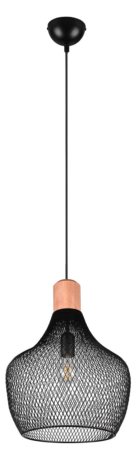 Lampada a Sospensione da Interno Attacco E27 in Metallo Nero Opaco