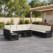 Set Divano da Giardino 12 pz Nero e Bianco Crema polyrattan 3436663