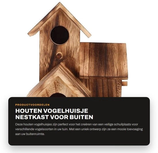 Casa per uccelli con tre aperture - Casa per uccelli - Cassetto per nido - Decorazione giardino - Casa per uccelli per storni - Interno ampio per diverse specie di uccelli - Cassetto per nido