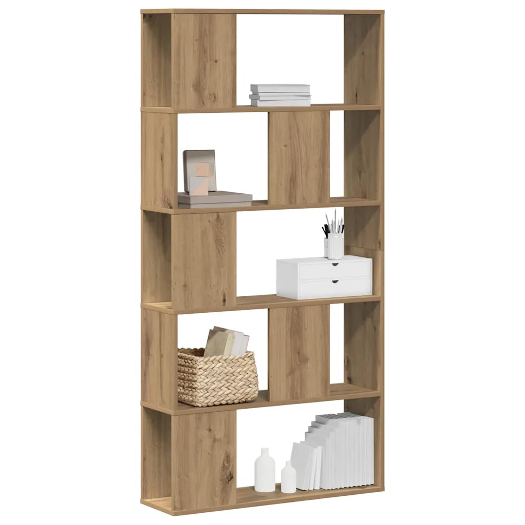 Libreria 5 Piani Rovere Artigianale 80,5x23,5x162,5 Multistrato
