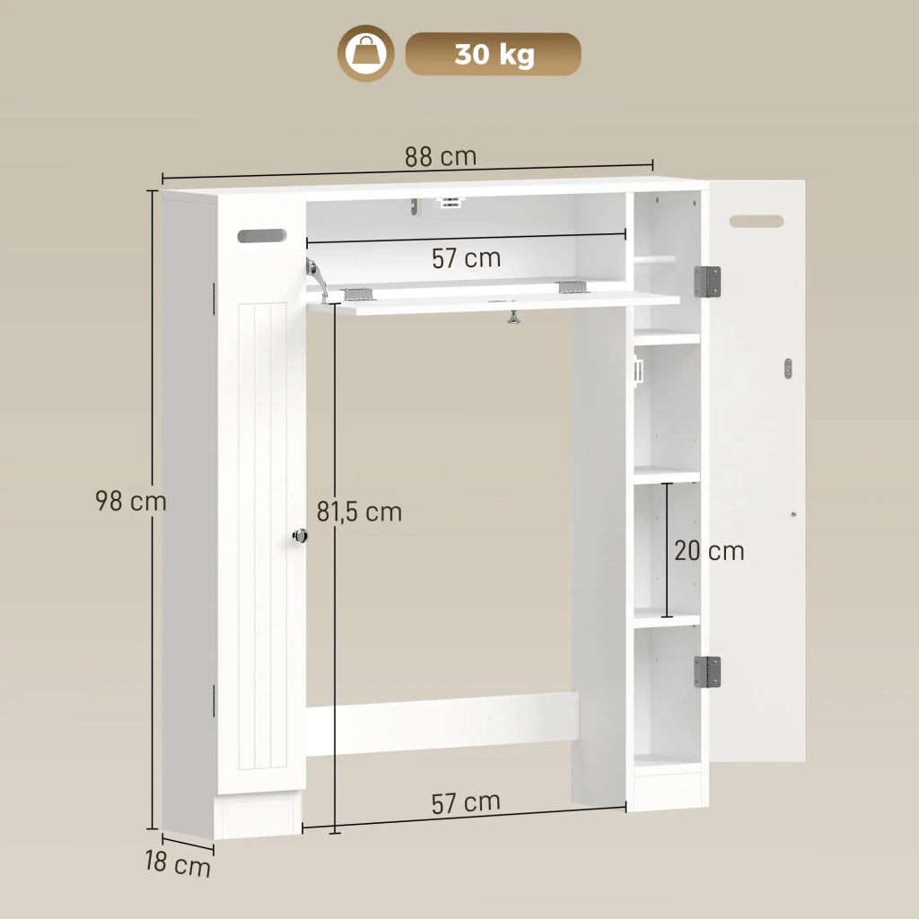MOBILE SOPRA WC 88x18x98 cm Bianco in MDF e pannello di particelle