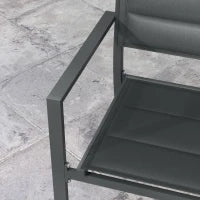 Set di 4 Sedie da Giardino Impilabili in Alluminio e Textilene con Braccioli, Set di 4 Pezzi per Esterno, Grigio