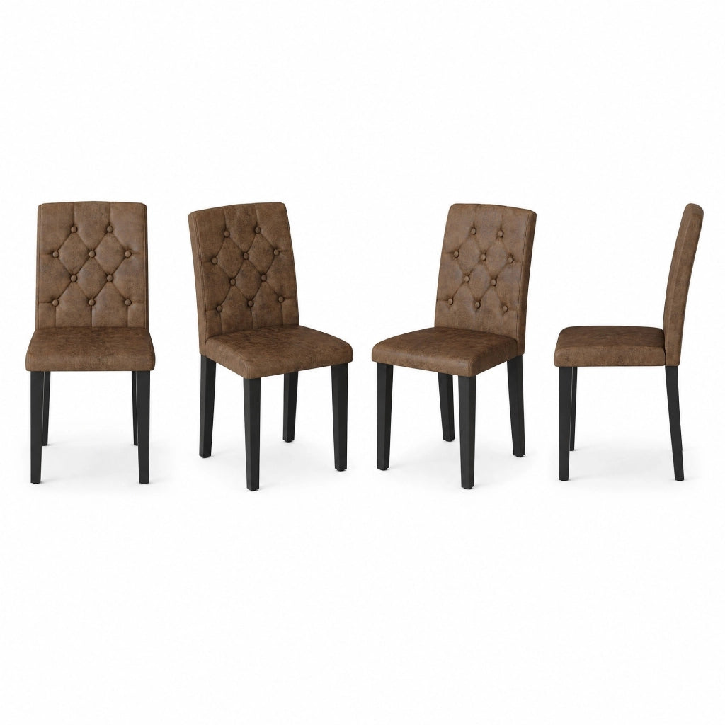 Set di 4 sedie da pranzo retrò marroni con gambe nere