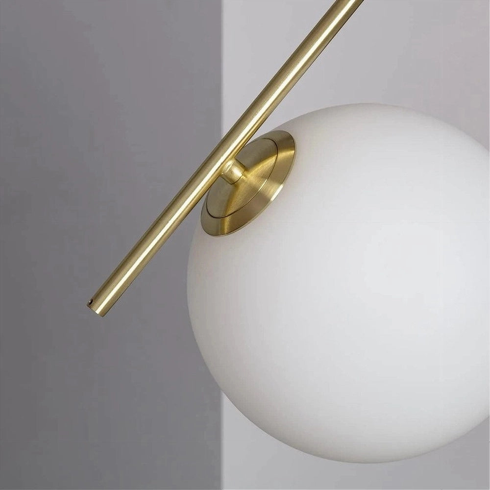 Trade Shop - Lampadario A Sospensione Attacco E27 Oro Con Sfera In Vetro Moderno Minimal 32828 -