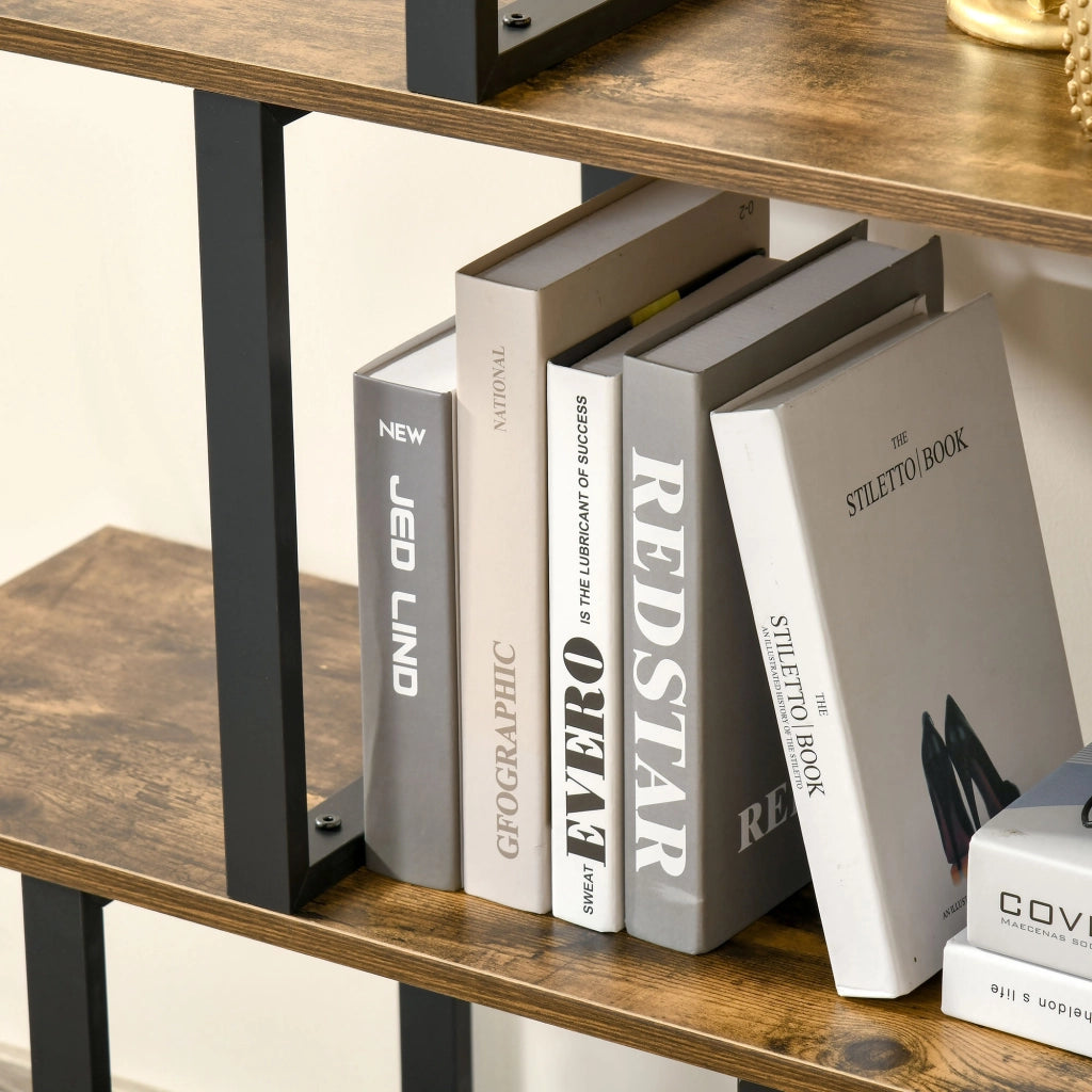 Libreria scaffale divisorio stile industriale 5 ripiani ¨C zephmum ¨C 102x30x160 cm marrone