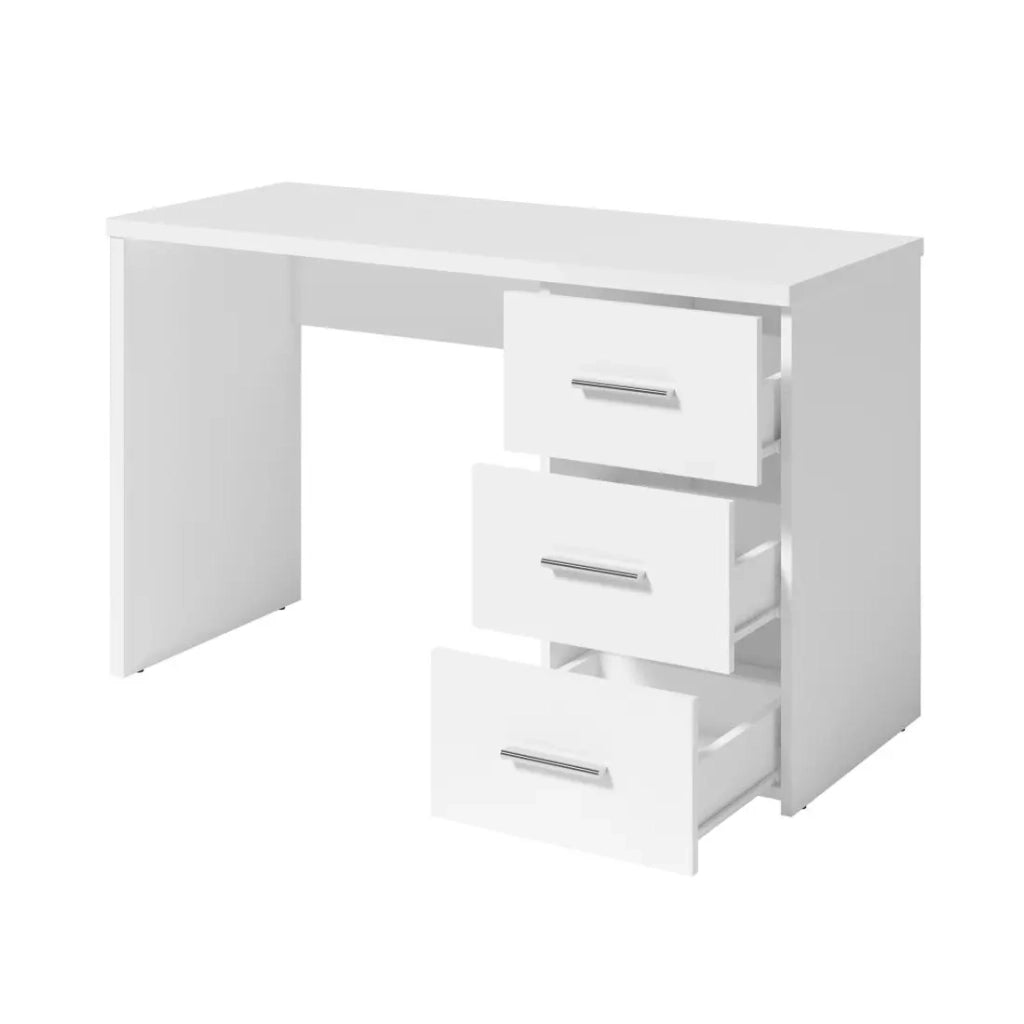 Scrivania LUNIS bianca – 3 ampi cassetti – Design minimalista e ampio spazio di archiviazione