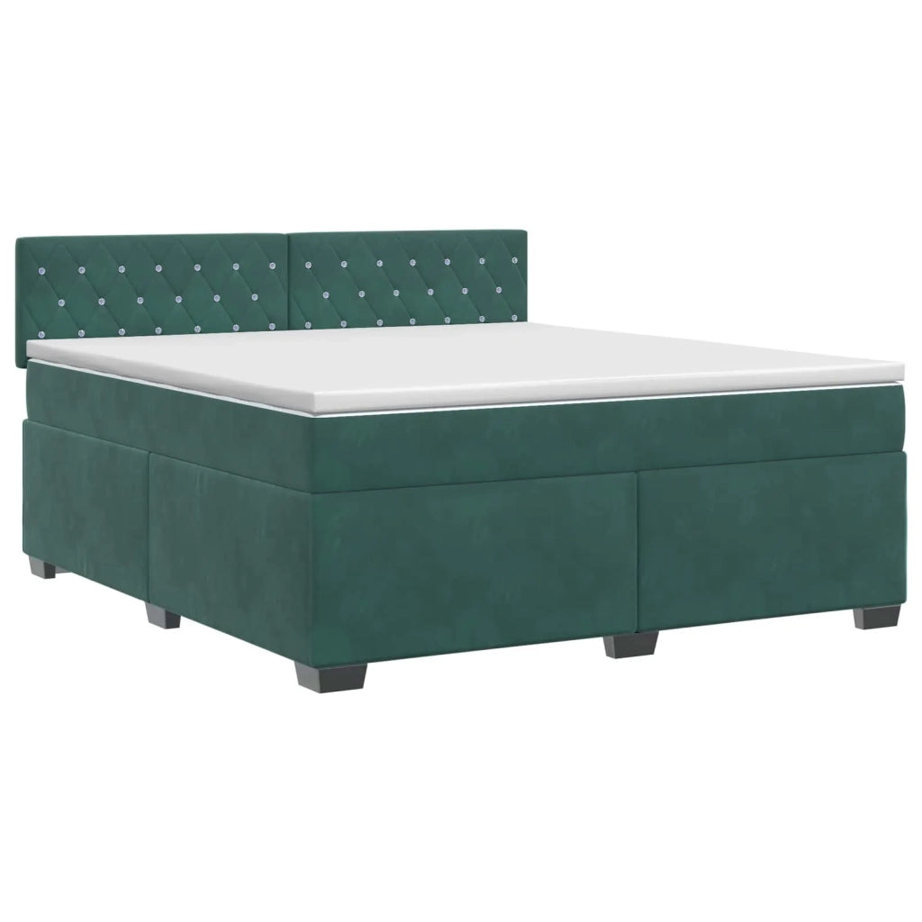 Letto box spring con materasso Verde Scuro 140 x 200 cm Velluto 3450725