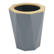 Trade Shop - Pattumiera Cestino Spazzatura A Cilindro Esagonale Geometrico Grigio Legno Da Bagno 10850 -