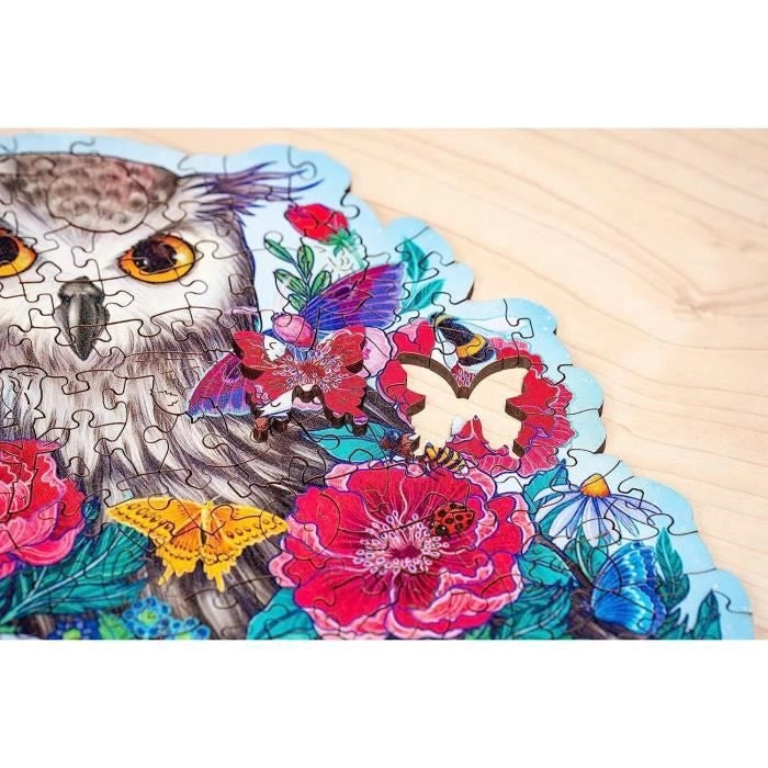 Puzzle in legno - Forma - 150 pezzi - Gufo floreale